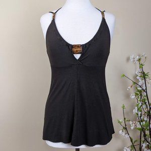 Mexx Brown Spaghetti Strap Top Small Size with Raw hem